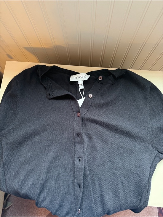 10 Crosby Derek Lam Sweaters - Derek Lam 10 Crosby Navy Crewneck Button-Front Cotton and Cashmere Cardigan